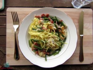 Pasta e fantasia fettuccine al farro affumicate cucinate da L'Agenda di mamma Bea